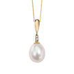 Elements Gold Freshwater Pearl and Diamond Drop Pendant