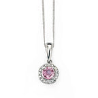 Elements Gold Pink Sapphire Pendant with Diamond Surround