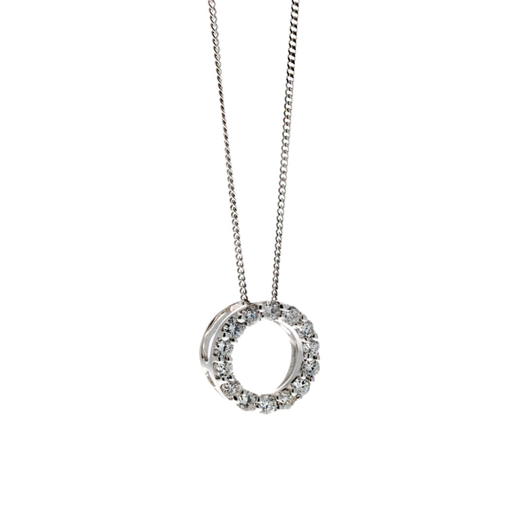 Elements Gold Open Circle Pendant with Diamonds