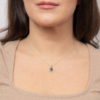 Elements Gold Checkerboard London Blue Topaz Pendant with Diamond