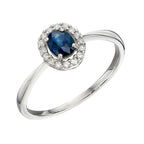 Elements Gold Precious Stone Ring with Diamond Cluster Surround