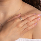 Elements Gold Asscher Cut Morganite Ring with Diamond Shoulders