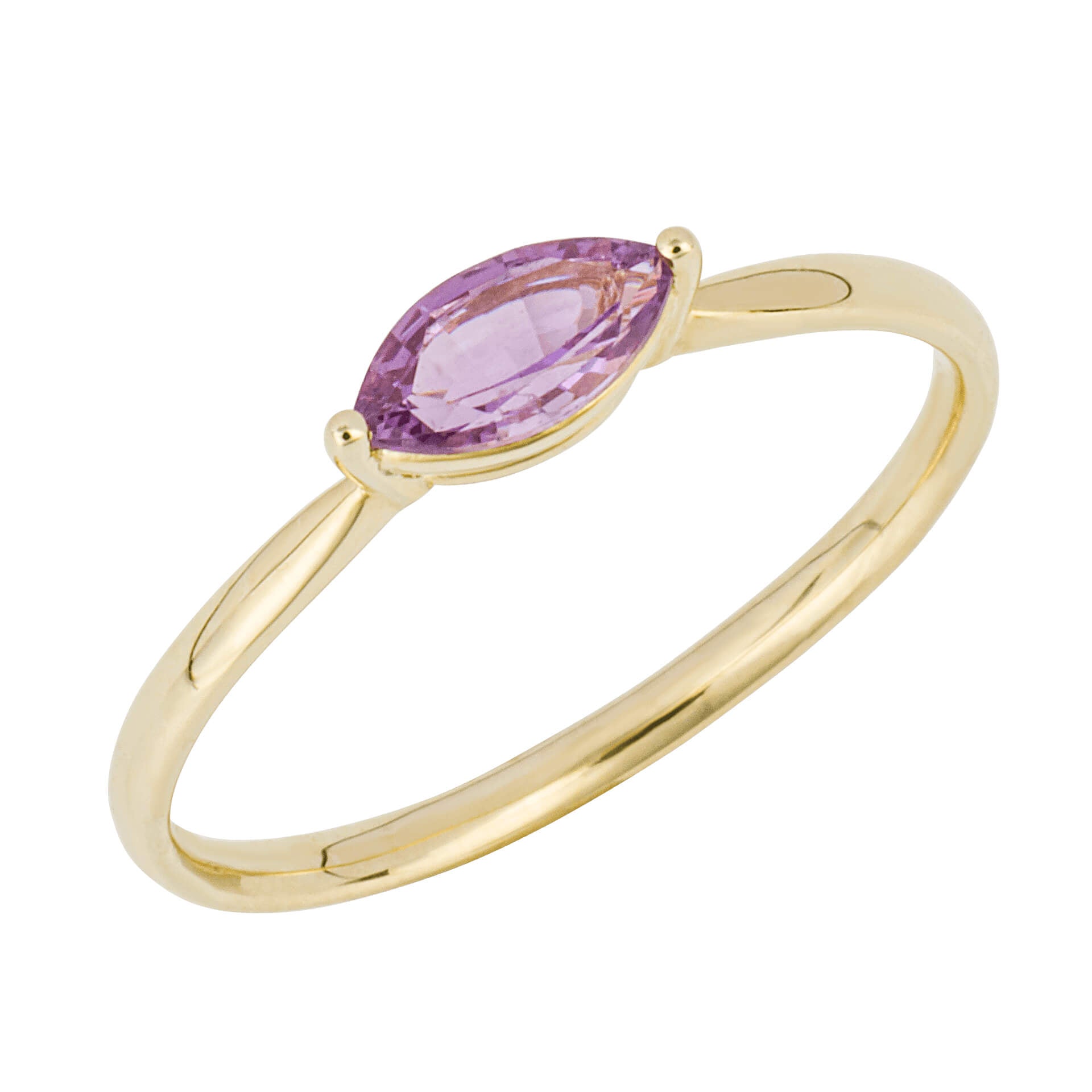 Elements Gold Navette Cut Purple Sapphire Ring