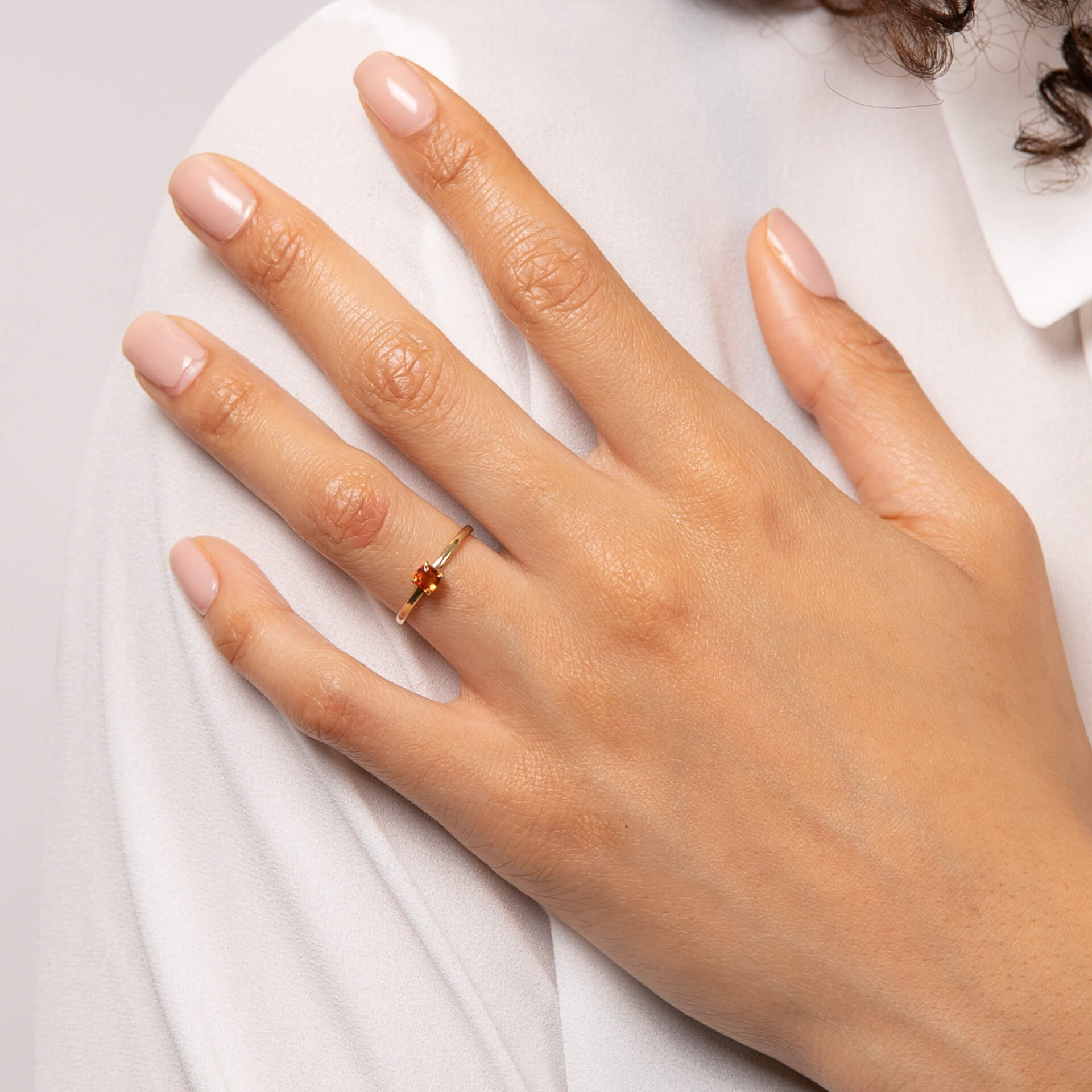 Elements Gold Cushion Cut Orange Sapphire Ring