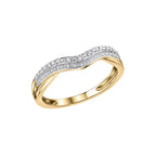 Elements Gold Double Wave Diamond Set Ring