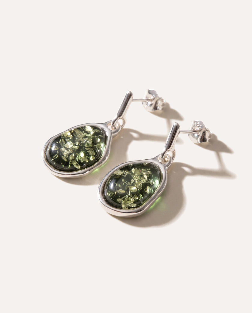 Green Amber ELEMENTS Drop Earrings