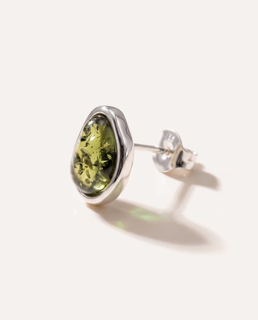 Green Amber ELEMENTS Stud Earrings
