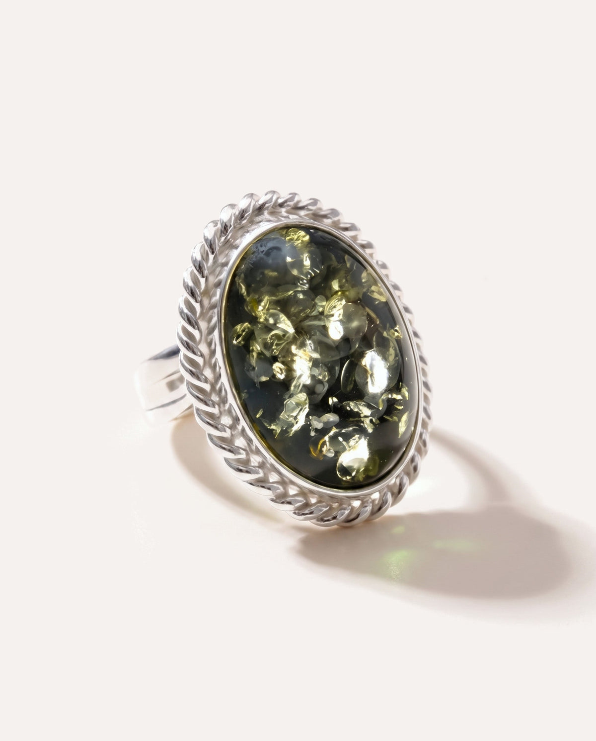 Green Amber Quintessence Statement Ring