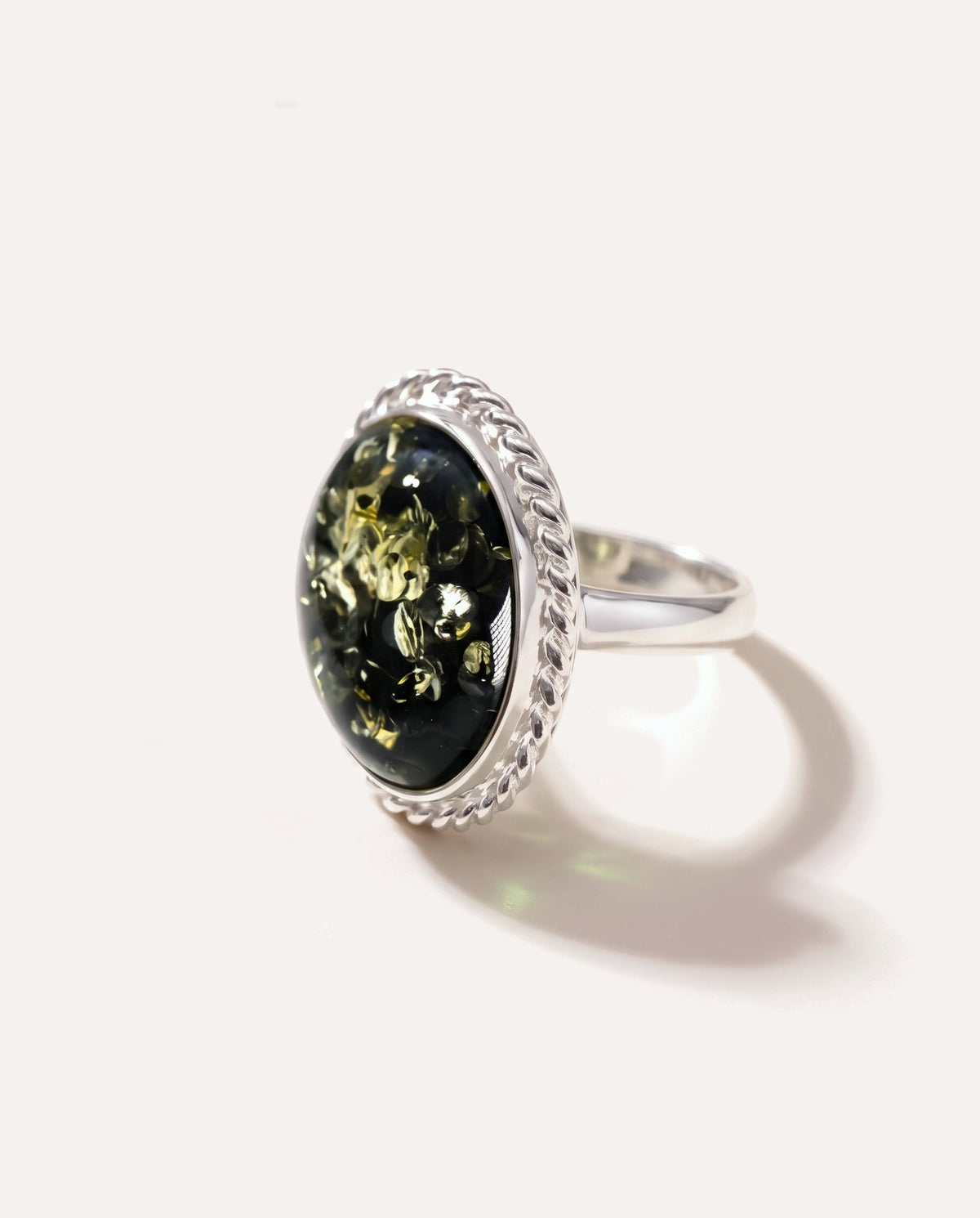 Green Amber Quintessence Statement Ring