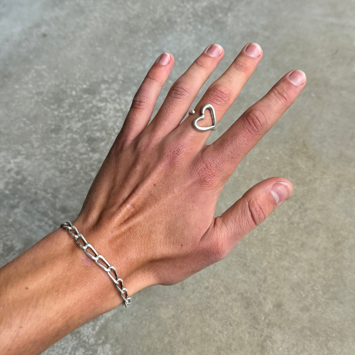 Open Heart Minimalist Silver Ring