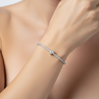 Sterling Silver tennis chain heart bracelet