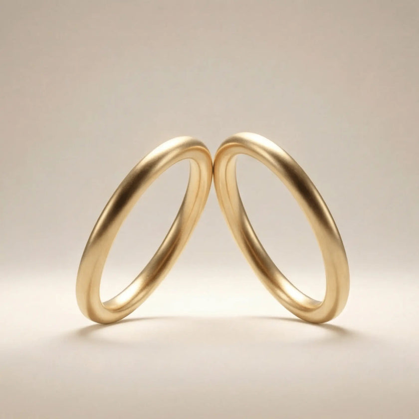 Slim Gold Wedding Band Set – Elara 2mm – 9ct/14ct/18ct Gold