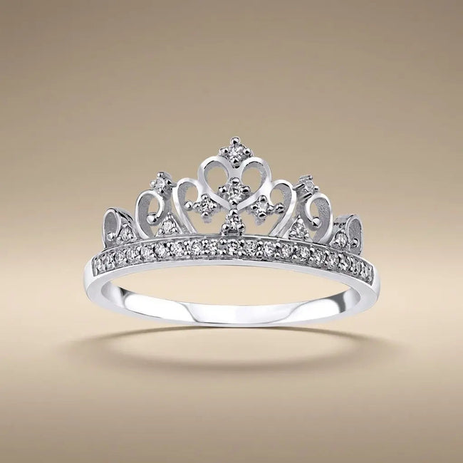 14ct/14K White Gold Natural Diamond Ring – Crown Diamond
