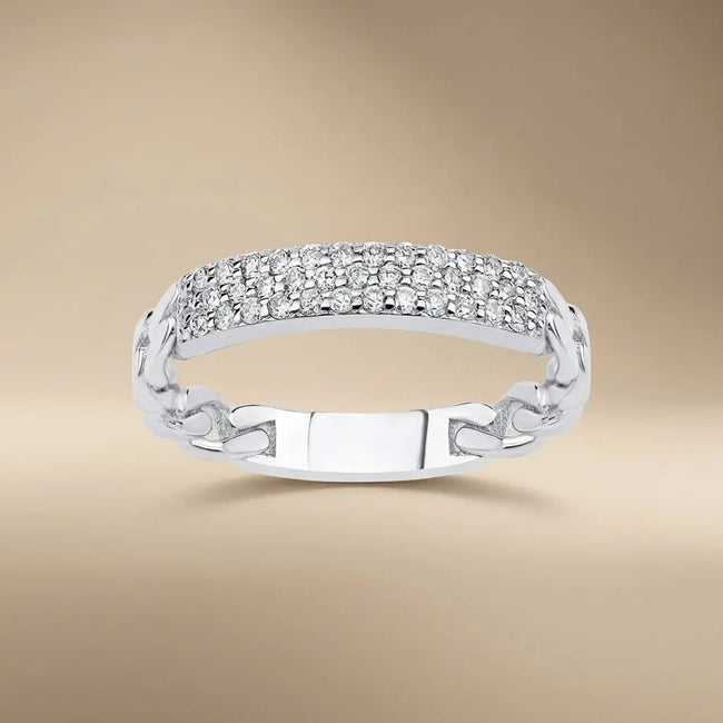 Alianza de oro – Diamantes pavé – Oro de 14 ct