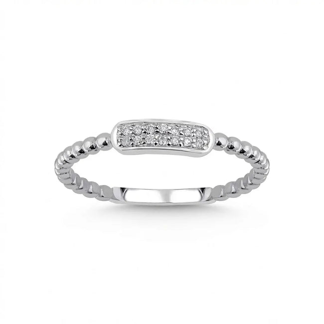 Anillo de oro blanco de 14kt/14K con diamante natural – Barra de diamantes minimalista