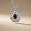 14ct/14K White Gold Ruby & Diamond Necklace – Ruby Sunburst Diamond 2.68ct