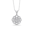 14ct/14K White Gold Natural Diamond Pendant – Floral Diamond with Baguette Center 0.61ct
