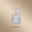 14ct/14K White Gold Natural Diamond Pendant – Baguette Center Square Diamond 1.03ct