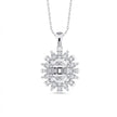 14ct/14K White Gold Natural Diamond Pendant – Sunburst Baguette Round Diamond 0.61ct