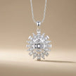 14ct/14K White Gold Natural Diamond Pendant – Sunburst Baguette Round Diamond 0.61ct