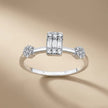 Bague de fiançailles en or blanc 14 carats/14K avec diamant naturel – Diamant central baguette avec accents grappe