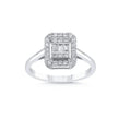 14ct/14K White Gold Natural Diamond Engagement Ring – Emerald Halo Baguette Diamond 0.29ct