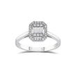 Anillo de oro blanco de 14 quilates con diamante natural – Cluster de diamantes con halo octagonal 0,14 ct