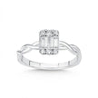 14ct/14K White Gold Natural Diamond Ring – Baguette Diamond Cluster with Twisted 0.34ct
