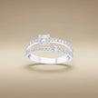 14ct/14K White Gold Natural Diamond Ring – Open Double Diamond with Baguette Clusters 0.5ct