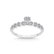 Bague en or blanc 14 carats, diamants naturels – Diamant central hexagonal et baguette 0,18 ct