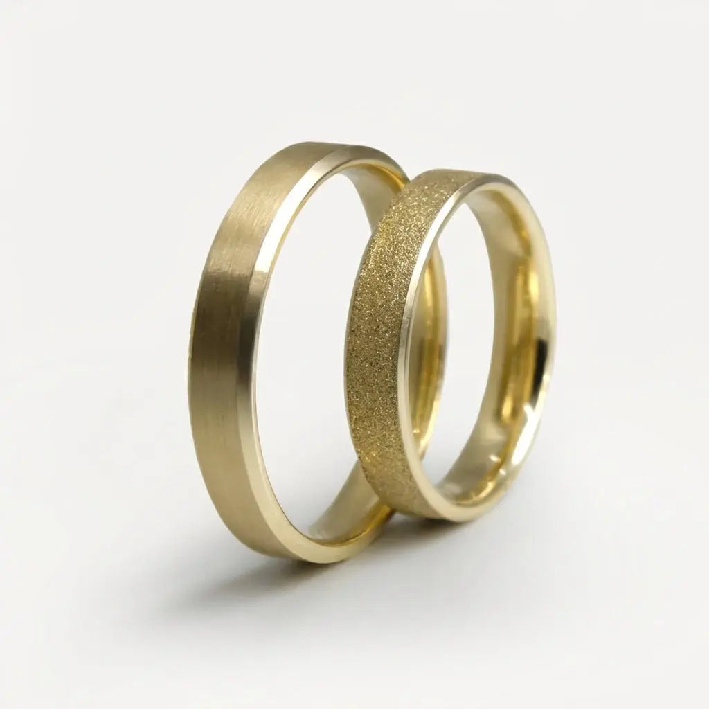 Alliance en or 4 mm – Contraste scintillant satiné – Or 9 carats/14 carats/18 carats