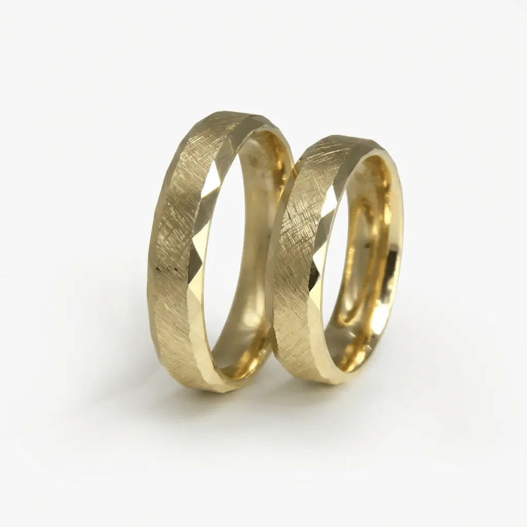 Alliance de mariage 5 mm en or – Contraste satiné facetté – Or 9ct/14ct/18ct