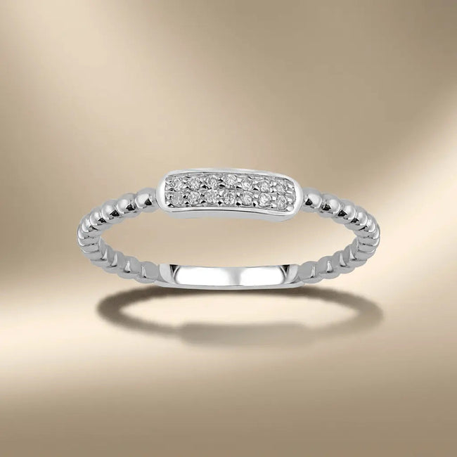 Anillo de oro blanco de 14kt/14K con diamante natural – Barra de diamantes minimalista