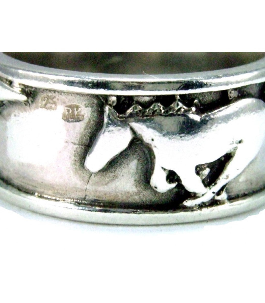 925 Silver Galloping Horses Band – Equestrian-Inspired Ring for Him or Her