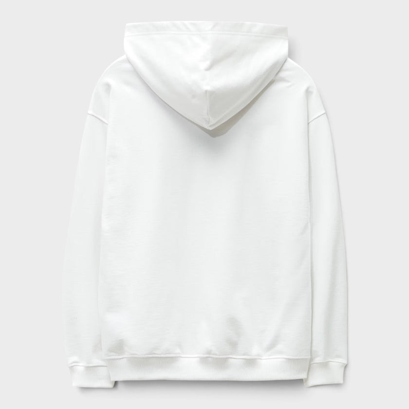Frayed Logo Patch Hoodie White Red