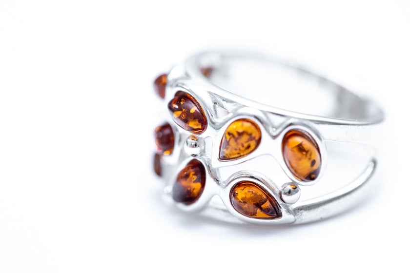 Floral Amber Cuff Ring