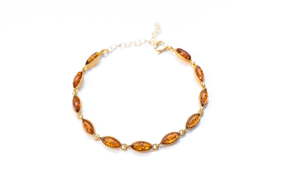 Dainty Amber and Gold Plated Silver Bracelet