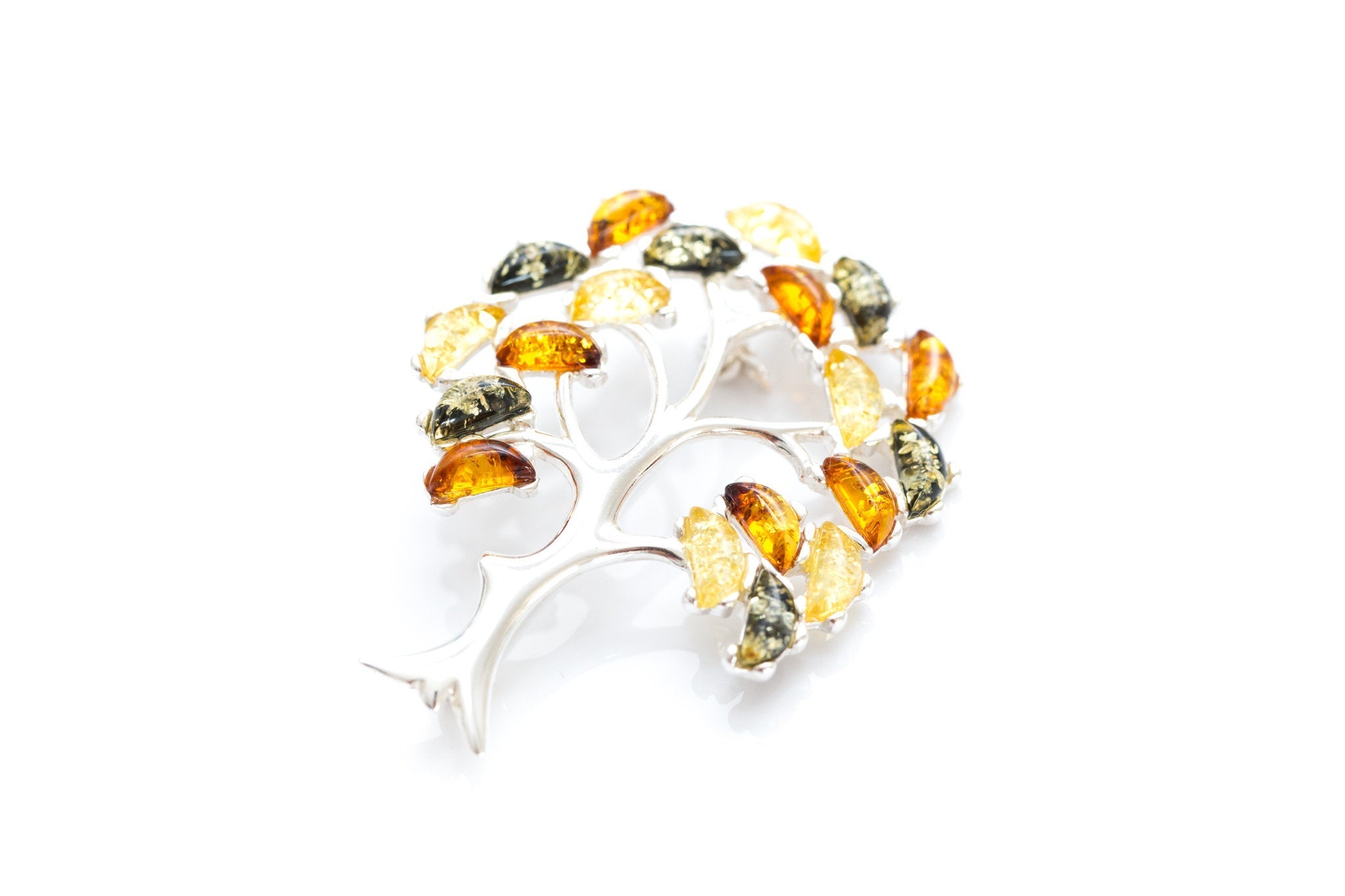 Grande broche Arbre Ambre Coloré