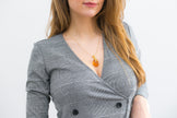 Gold Floral Accent Amber Droplet Pendant