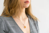 Filigree Frame Amber Teardrop Pendant
