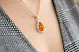 Filigree Frame Amber Teardrop Pendant