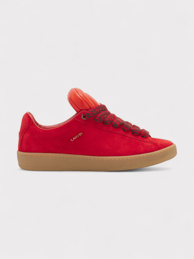Lanvin Hyper Curb Sneakers Leather Suede Red