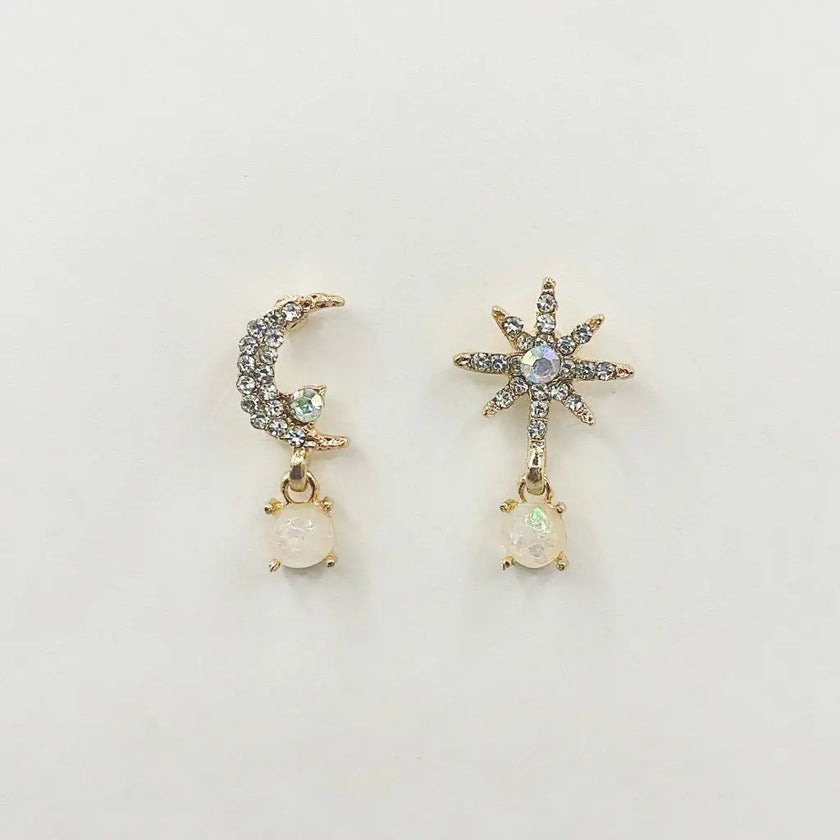 Andromeda Moon and Star Mismatch Earrings