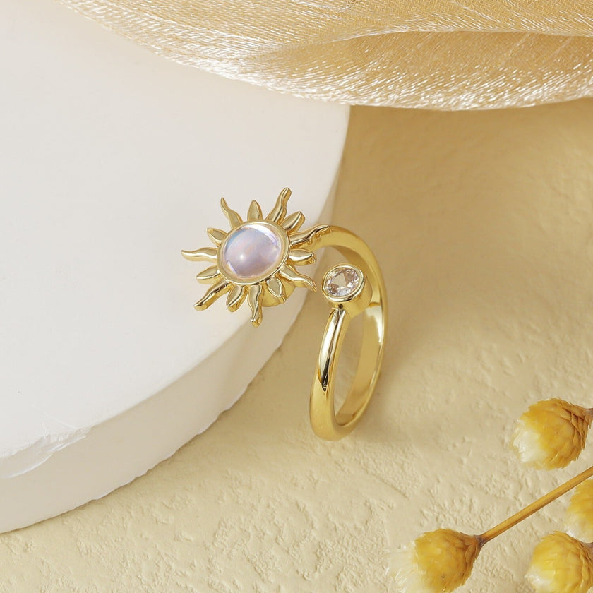 Bague tournante ajustable motif soleil