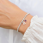July Birthstone & Initial Letter Charm Bracelet