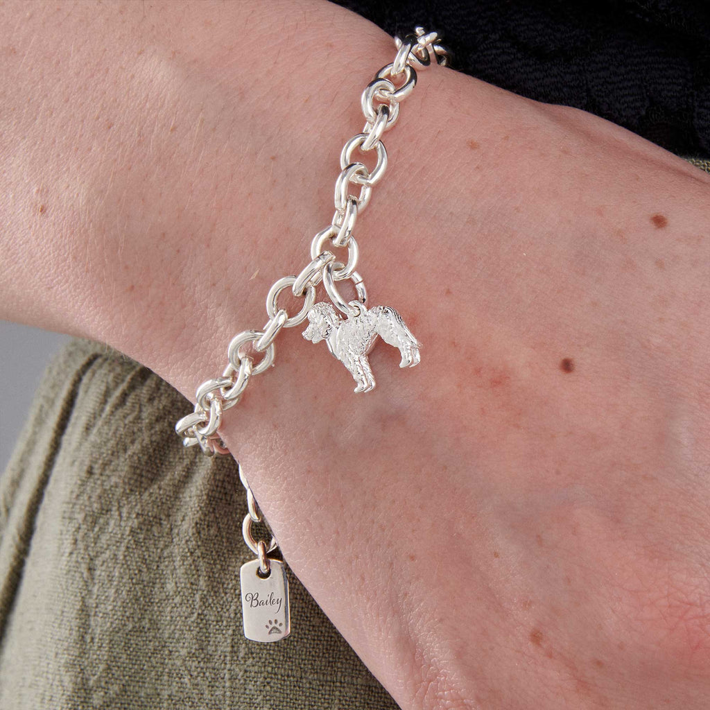 Labradoodle Silver Dog Charm Bracelet