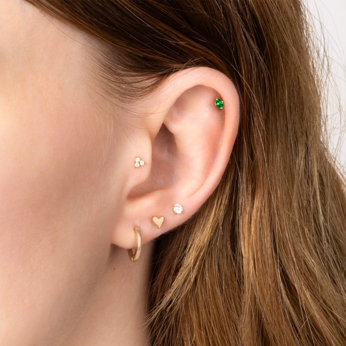 Beginnings Green Crystal Labret Stud Earring