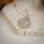 Large Travel Safe Compass Personalised St Christopher Silver Necklace