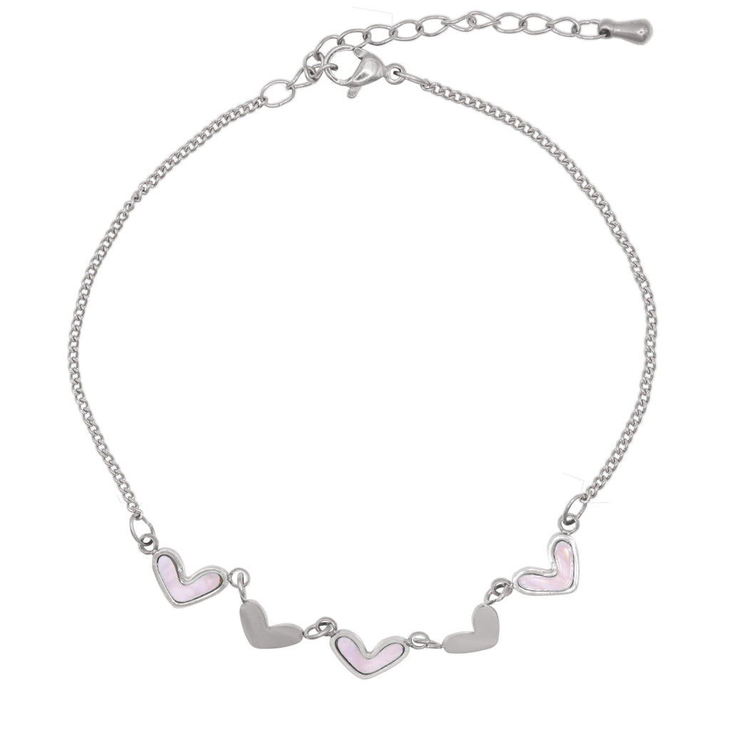 Tobillera Milena con corazón | Baño de plata de ley