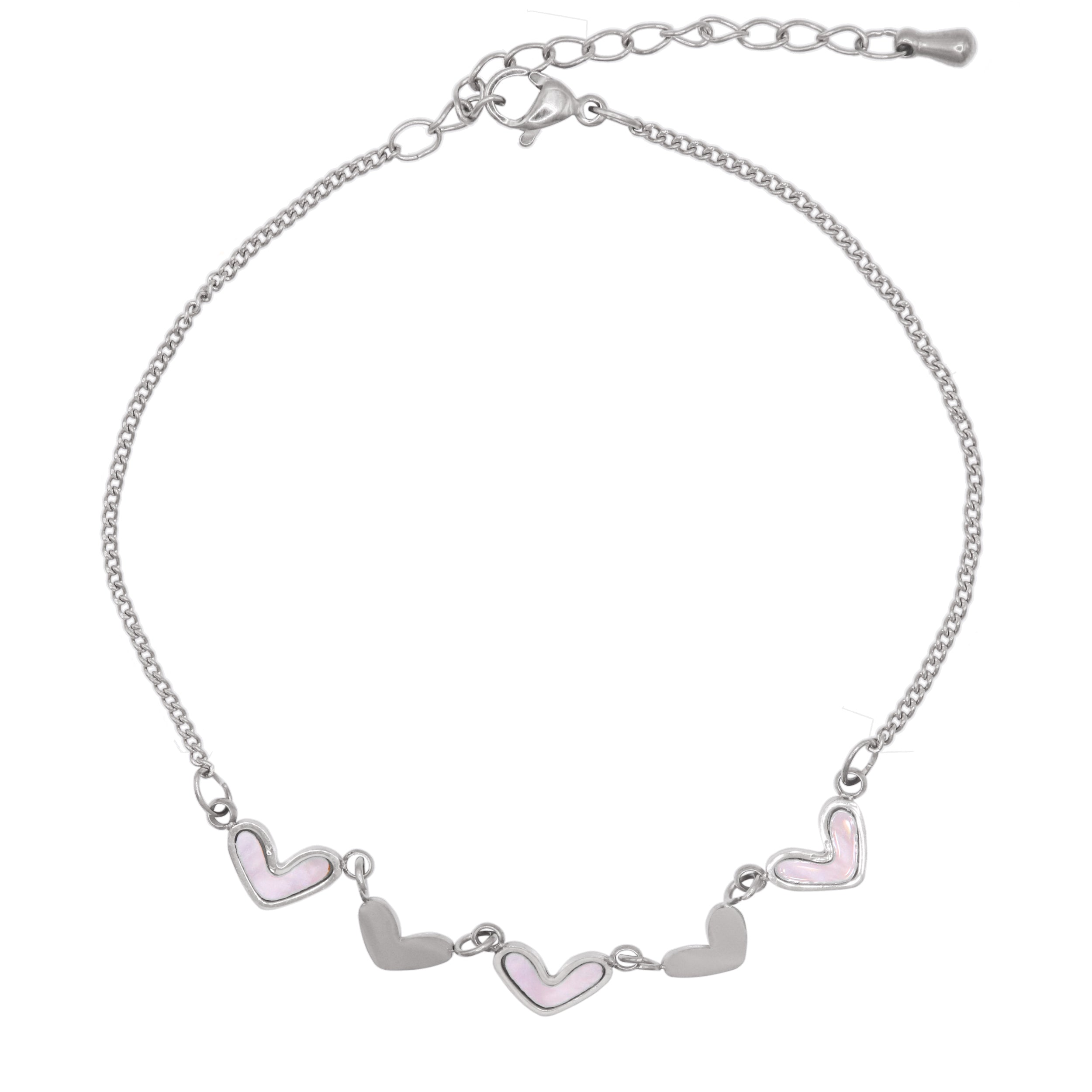 Tobillera Milena con corazón | Baño de plata de ley